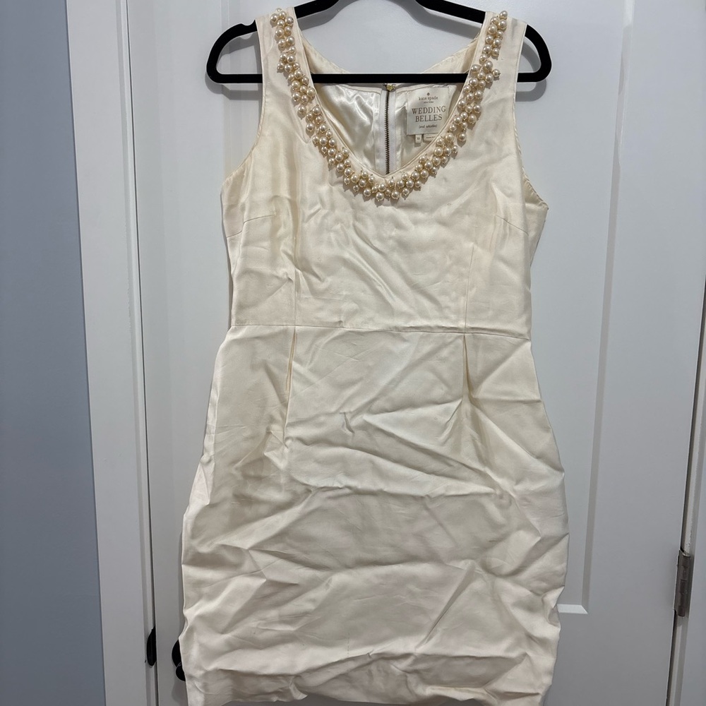 Kate Spade Wedding Belles mini dress with pearl detailing